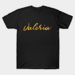 Valeria Name Hand Lettering in Faux Gold Letters T-Shirt